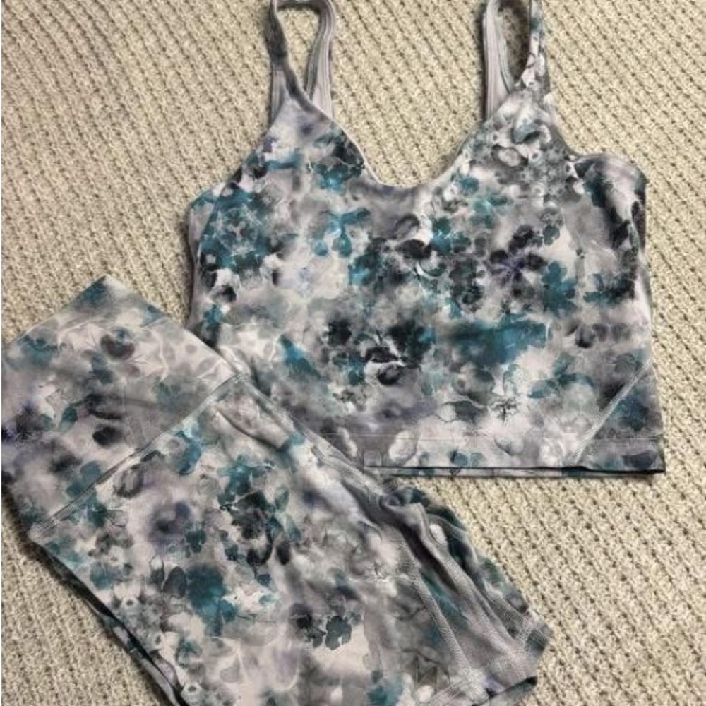lululemon athletica Floral Sports Bra - Teal and Gray